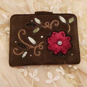 Brighton Wallet, Small, Chocolate Suede and Leather